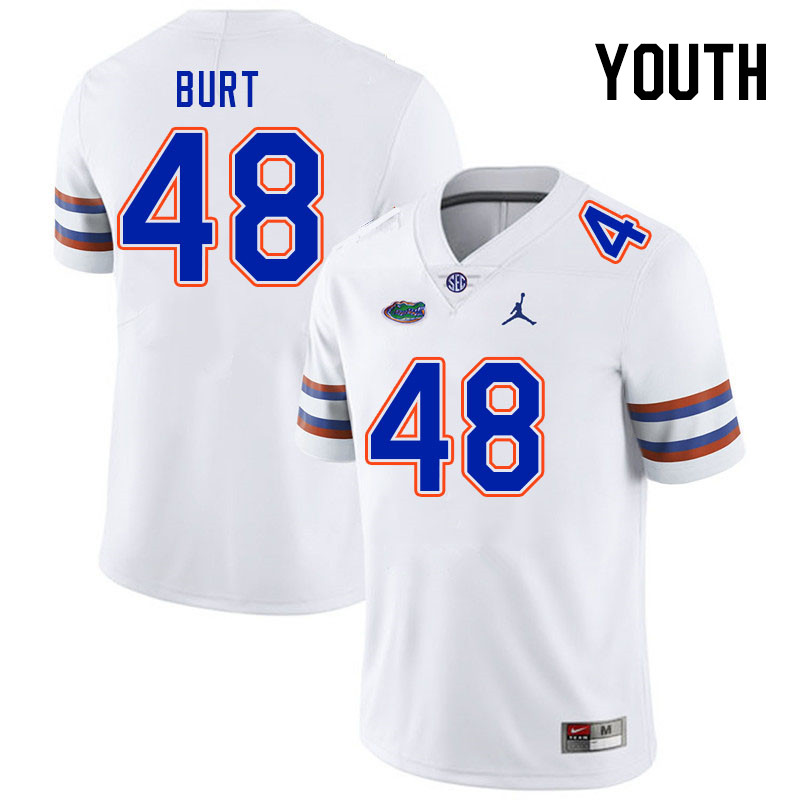 Youth #48 Gannon Burt Florida Gators College Football Jerseys Stitched Sale-White